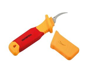 Faithfull VDE Stripping Knife with Sickle Blade - Wire Stripping Tool with Sharp, Curved 60 CRV Steel Blade, Insulated PP & TPR Ergonomic Handle with Non-Slip Grip for Electricians & Technicians