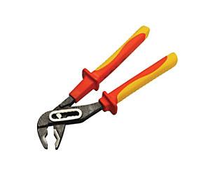 Faithfull VDE Water Pump Pliers with Plastic Handle VDE01009 Chrome Vanadium Steel Silver