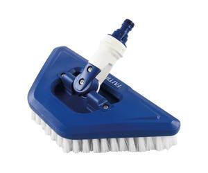 Faithfull Water Flow Brush Head Stiff Bristles with Swivel Head | Stiff Water Flow Brush with Swivel Head, Triangular Design and Hose Pipe Connection for Heavy-Duty Outdoor Cleaning