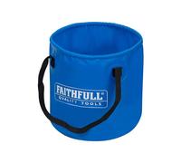 Faithfull Waterproof Collapsible Bucket - Lightweight PVC Container with Sturdy Handles & Compact Fold-Flat Design for Cleaning, Draining, Camping & Plumbing Tasks - 12L Capacity