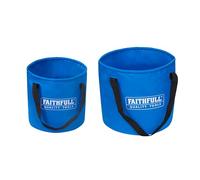 Faithfull Waterproof Collapsible Bucket Twin Pack - Lightweight PVC Containers with Sturdy Handles & Compact Fold-Flat Design for Cleaning, Draining, Camping & Plumbing Tasks - 12L & 20L Capacity