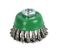 Faithfull Wire Cup Brush Twist Knot 65mm M14x2, 0.50mm Stainless Steel Wire