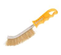 Faithfull FAIWBHANDB Brass Crimped Wire Scratch Brush Yellow Handle. 25cm Long