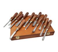 Faithfull Wood Carving Chisel Set of 12 in Presentation Case, ?Walnut color