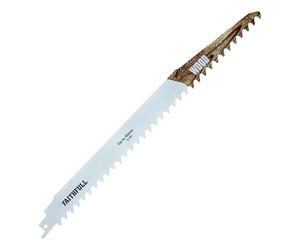 Faithfull Wood Cutting Carbide Sabre Saw Blade - 3 TPI Long Straight-Cut Blade, Compatible with Common S-Shank Reciprocating Saws for Softwood & Hardwood - 304mm (12 in)