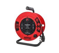 Faithfull 20M Open Cable Reel, 4 Socket Extension Lead with Winding Handle - 240V, 13A