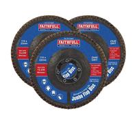 Faithfull Zirconia Abrasive Jumbo Flap Disc 115 x 22mm 40 Grit (3 Pack)