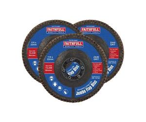 Faithfull Zirconia Abrasive Jumbo Flap Disc 115 x 22mm 40G 3 Pack FAIFD11540Z3