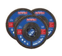 Faithfull Zirconia Abrasive Jumbo Flap Disc 115 X 22Mm Mixed Grit (3 Pack)