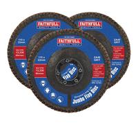 Faithfull FAIFD11540Z3 115mm Flap Disc Zirconium Set - 40 Grit, Abrasive Angle Grinder Discs for Sanding Metal, Wood, Plastic - 3PCS