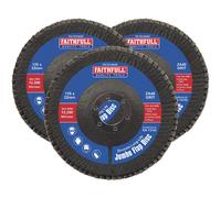 Faithfull Zirconia Abrasive Jumbo Flap Disc 125mm 40g Pack of 3