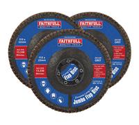 Faithfull Zirconia Abrasive Jumbo Flap Disc 115mm 120g Pack of 3