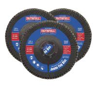 Faithfull FAIFD12540Z3 125mm Flap Disc Zirconium Set - 40 Grit, Abrasive Angle Grinder Discs for Sanding Metal, Wood, Plastic - 3PCS