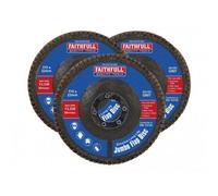Faithfull Zirconia Abrasive Jumbo Flap Discs Multi Colour (115 X 22mm 120 Grit (3 Pack))