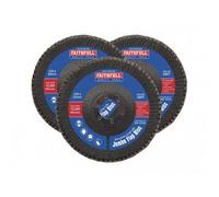 Faithfull Zirconia Abrasive Jumbo Flap Discs Multi Colour (125 X 22mm 120 Grit (3 Pack))