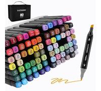 FAITHGHZC Colouring Pens 80 Color Dual Tip Alcohol Markers Set Colouring Pens for Adults Permanent Pens for Drawing Three sets available: Students, Anime and Universal
