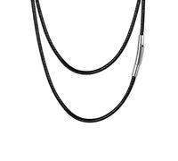FaithHeart Black Rope Necklace for Boys Mens Leather Cord Wax Chain 26" inch Braided Woven Necklaces Solid Sturdy Long Choker for Boyfriends Husband