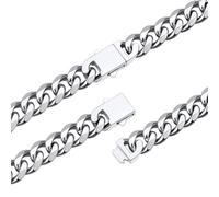 FaithHeart Black/Silver/Gold Stainless Steel Cuban Link Chain for Men, Durable & Hypoallergenic Miami Curb Hip Hop Chains Necklaces, 6/9/12MM Width, 18"-30" Length, Send Gift Box, 66.04 cm, Stainless