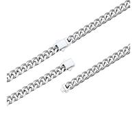 FaithHeart Black/Silver/Gold Stainless Steel Cuban Link Chain for Men, Durable & Hypoallergenic Miami Curb Hip Hop Chains Necklaces, 6/9/12MM Width, 18"-30" Length, Send Gift Box, 76.20 cm, Stainless