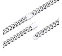 FaithHeart Black/Silver/Gold Stainless Steel Cuban Link Chain for Men, Durable & Hypoallergenic Miami Curb Hip Hop Chains Necklaces, 6/9/12MM Width, 18"-30" Length, Send Gift Box, 76.20 cm, Stainless