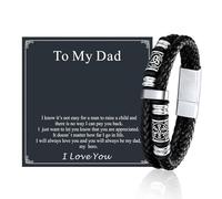 FaithHeart Bracelet for Man Braided Leather Black Bracelets for Son Grandson Dad Husband 8.3" inches Cool Black Bracelet Gifts