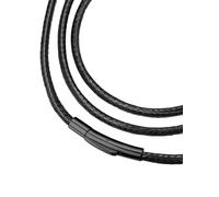 FaithHeart Braided Leather 2MM/3MM Necklace Cord for Men with Stainless Steel Snap Clasp, Waterproof Woven Wax Rope Chain for Pendant with Delicate Gift Box, Length 30 Inches, Stainless Steel, No