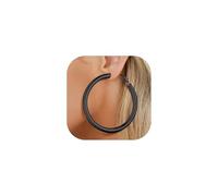 FaithHeart Chunky Hoop Earrings for Women, Silver/Black/14K Gold Plated Stainless Steel Earrings Hollow Tube Hoops Hypoallergenic Lightweight Earring 20/30/40/60/80mm, 20mm, Stainless Steel, No