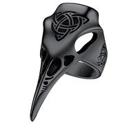 FaithHeart Cool Mans Ring Gothic Black Raven Skull Rings Stainless Steel Biker Ring Size Z+1 Viking Gifts for Man Boy