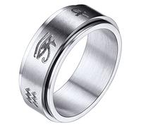 FaithHeart Cool Spinner Rings for Boys Ancient Egyptian Eye of Horus Finger Band Stainless Steel Fidget Ring Size O, Religious Gift for Children