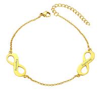 FaithHeart Customisable 2 Infinity Anklets for Kids Engraving Gold Plated Ankle Jewelry Stainless Steel Ankles Bracelets Womans Anklet Beach Accessory Engagement Gifts