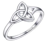 FaithHeart Customized Pure Silver Rings for Ladies High Polishing Irish Knot Celtics Band Wedding Promise Ring Size H 1/2
