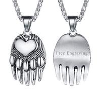 FaithHeart Customized Viking Norse Pendant for Woman Silver Bear Paw Necklace Engraved Stainless Steel Sturdy Chain with Heart Charm Nordic Accessories Amulet Gifts for Mother
