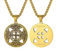 FaithHeart Customized Vintage Necklace Celtic Cross Jewellery Gold Plated Tree of Life Pendant Irish Necklace Stainless Steel Amulet Jewellery