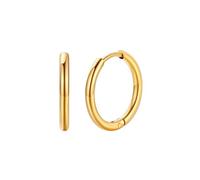 FaithHeart Earrings Gold Hoops for Women Men Tiny Small Hoop 14mm Stainless Steel Endless Loop Earring for Dad