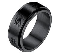 FaithHeart Egyptian Eye of Horus Ring for Unisex Stainless Steel Spinner Fidget Rings for Anxiety Protective Amulet Finger Charm Size Z+1