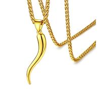 FaithHeart Gold Horn Necklace, Italian Style Chili Pepper Pendant Talisman Jewellery Stainless Steel Cornicello Necklaces for Mom Ladies