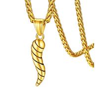 FaithHeart Gold Plated Chili Pepper Necklace, Women's Italy Horn Pendant Cornicello Jewelry Solid Stainless Steel Lucky Amulet Charm Valentines Day Christmas Gifts
