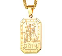 FaithHeart Gold Tag Jewelry Vintage Odin Pendant Viking Runes Jewellery Stainless Steel Norse Mythology Necklace for Women Men