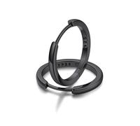 FaithHeart Hoop Earrings for Women Sterling Silver Small Hoops Black Solid Silver Earring Soft Pins Easy Wearing