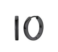 FaithHeart Hoop Earrings Womens Black Stainless Steel Sleeper Earring 16mm