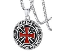 FaithHeart Knights Templar Seal Necklace Christ Fellow-Soldiers Jewelry for Men Women with Delicate Gift Packaging, Stainless Steel, No Gemstone