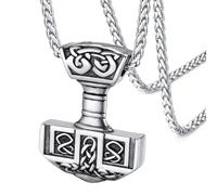 FaithHeart Norse Hammer Pendant Jewellery for Man Silver Mjolnir Necklace Stainless Steel Nordic Viking Amulet Charm Mythology Gifts for Man