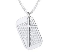 FaithHeart Padres Dog Tag with Serenity Prayer Holy Bible Verse Pendant Stainless Steel Silver Chain