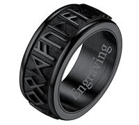 FaithHeart Personalised Engravable Punk Nordic Rotating Ring for Son Stainless Steel Black Rings Size Y Not Fade Viking Stuff Finger Jewelry Cool Mens Rings for Good Luck