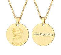FaithHeart Personalised Name Jewellery Boy's Gold Chain Constellation Pendant Gemini Pendant Birthday Gift