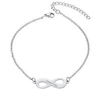 FaithHeart Personalised Womens Anklet with Infinity Symbol Name Custom Anklets in Stainless Steel Engraved Ankle Bracelets Silver Chain 21CM with 5CM Extender Birthday Gifts