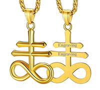 FaithHeart Personalized Custom Gold Cross Pendant Religious Jewellery for Women Stainless Steel Leviathan Cross Necklace Amulet Chain Spiritual Gifts for Womens Girls