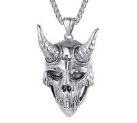 FaithHeart Satan Baphomet Jewellery Stainless Steel Devil Pendant Satanic Goat Necklace Protective Amulets Spiritual Gifts for Men Boys