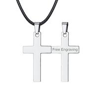 FaithHeart Silver Cross Pendant Stainless Steel Jewellery Custom Made Cross Charm for Men Women