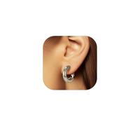 FaithHeart Silver Earrings for Women Tiny Small Hoops Hypoallergenic Earring Stainless Steel Endless Loops Earrings 20MM